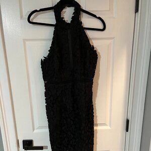 Black lace midi dress